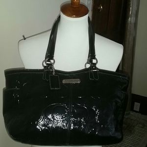 Coach Gallery Black Patent Leather Tote